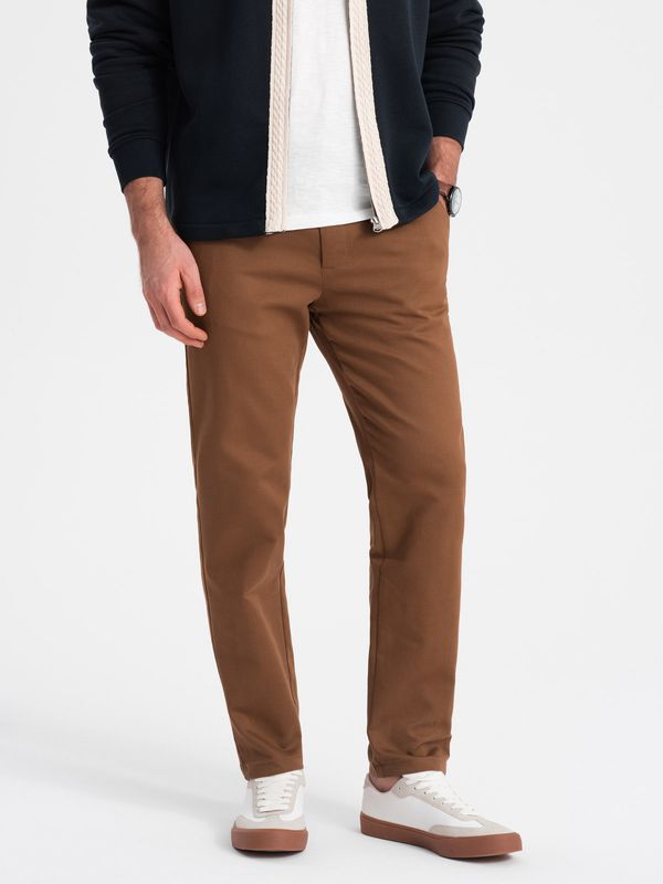 Ombre Ombre Men's classic cut chino pants with soft texture - caramel