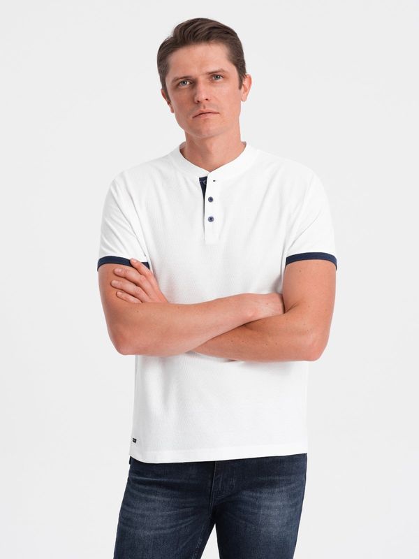 Ombre Ombre Men's collarless polo shirt - white