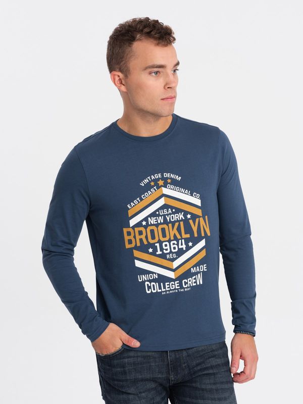 Ombre Ombre Men's collegiate style printed longsleeve - blue