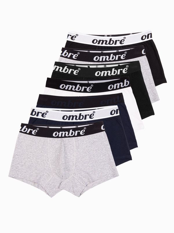 Ombre Ombre Men's cotton boxer shorts with contrasting elastic - 7-pack mix