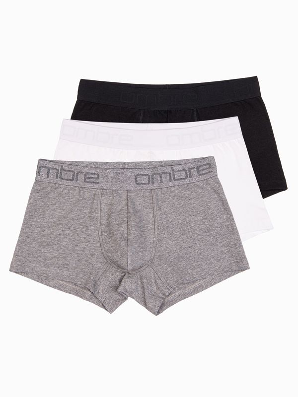 Ombre Ombre Men's cotton boxer shorts with logo - 3-pack mix