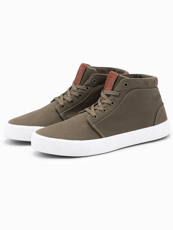 Ombre Ombre Men's cotton canvas high-top sneakers shoes - olive