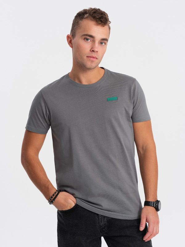 Ombre Ombre Men's cotton t-shirt with contrasting thread - gray