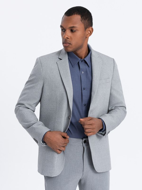Ombre Ombre Men's elegant jacket with decorative buttons on cuffs - grey