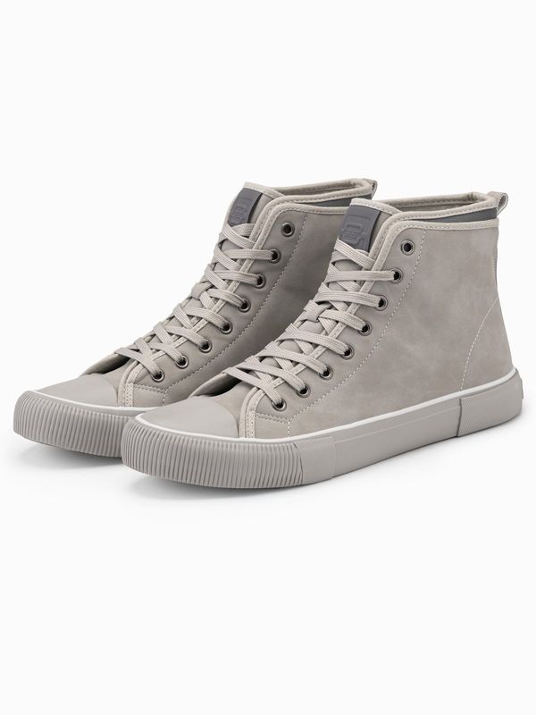 Ombre Ombre Men's high boots sneakers with decorative trim - ash