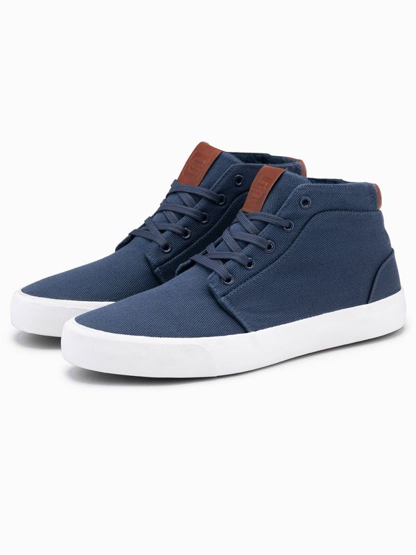 Ombre Ombre Men's high-top sneakers in cotton canvas - dark blue