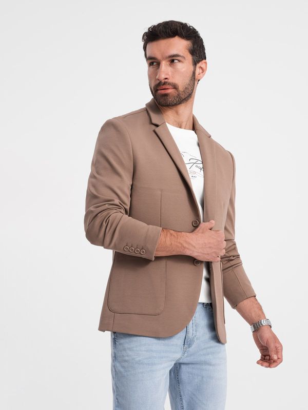 Ombre Ombre Men's jacket with patch pockets - dark beige