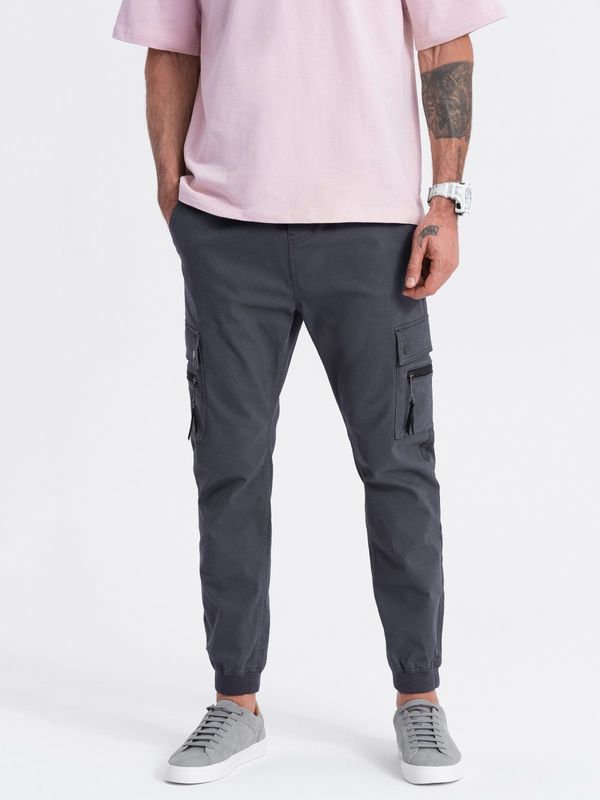 Ombre Ombre Men's JOGGER pants with zippered cargo pockets - graphite