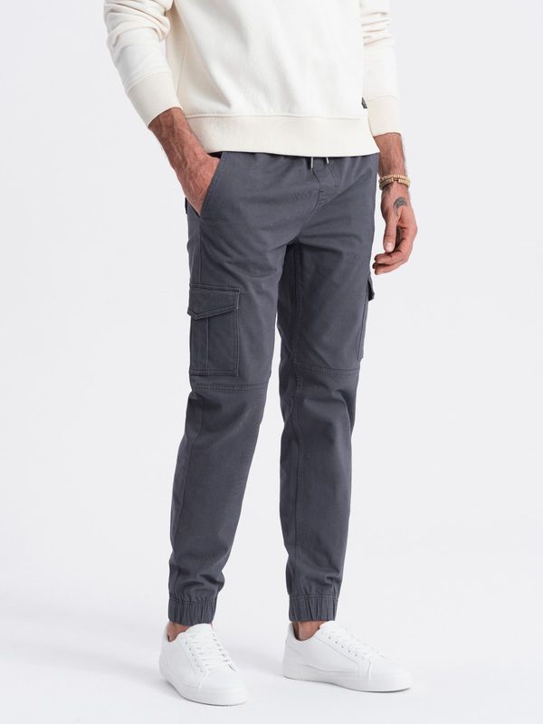 Ombre Ombre Men's JOGGERS pants with zippered cargo pockets - graphite