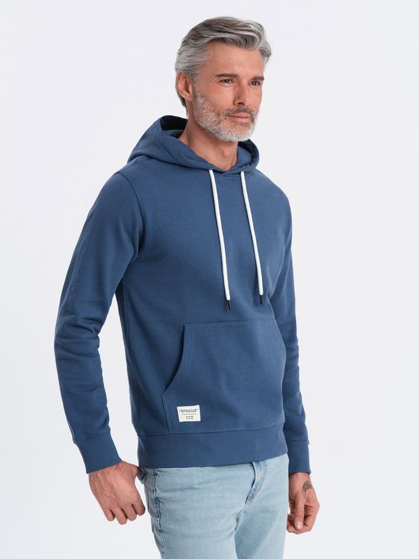 Ombre Ombre Men's kangaroo sweatshirt with hood - navy blue