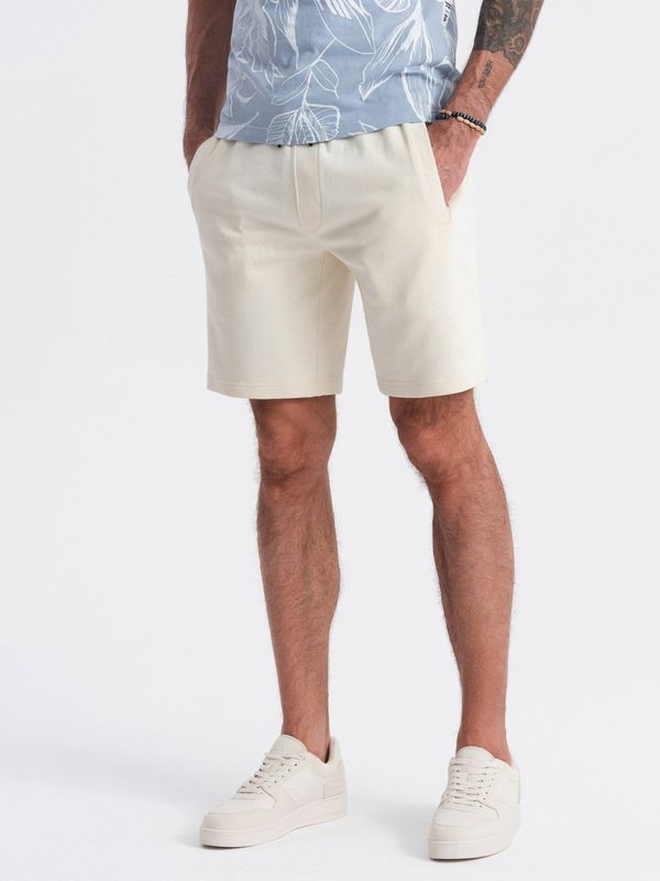 Ombre Ombre Men's knitted shorts with drawstring and pockets - cream