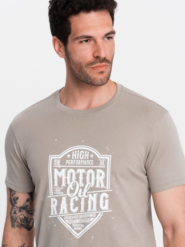 Ombre Ombre Men's motorcycle style printed t-shirt - ash