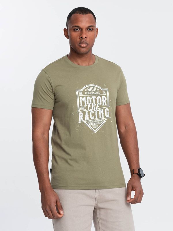 Ombre Ombre Men's motorcycle style printed t-shirt - olive