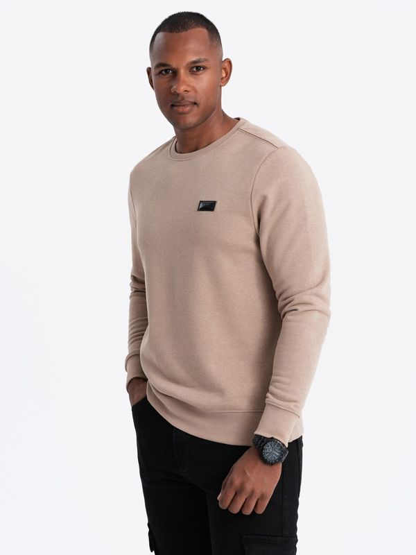 Ombre Ombre Men's non-stretch sweatshirt with metal pin - beige