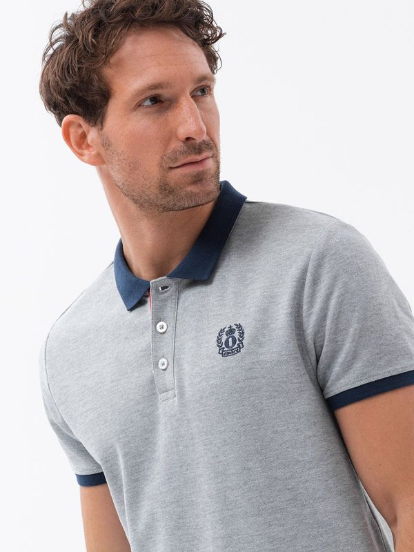 Ombre Ombre Men's polo shirt with colorful accents - gray melange