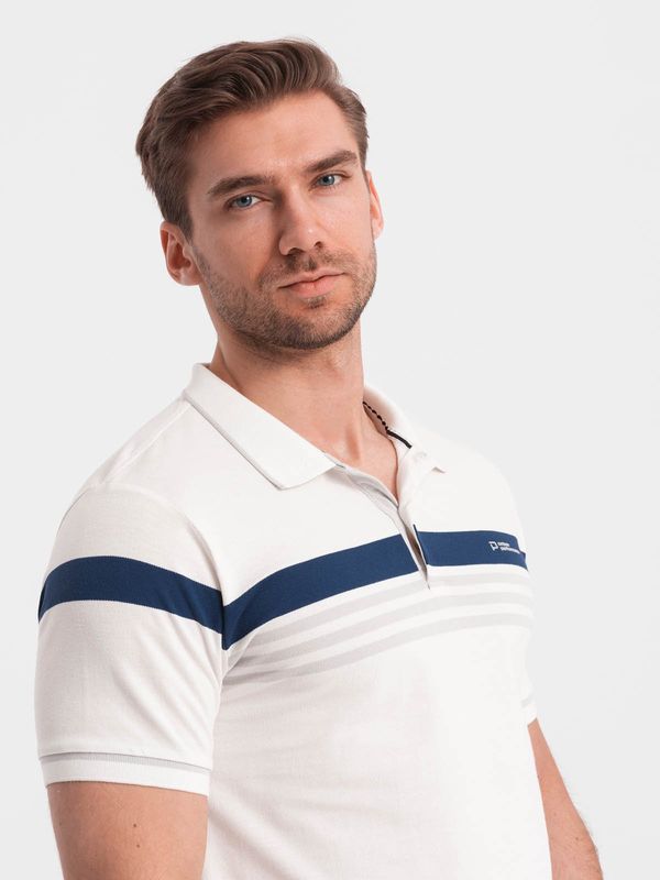Ombre Ombre Men's polo shirt with tricolor stripes - white