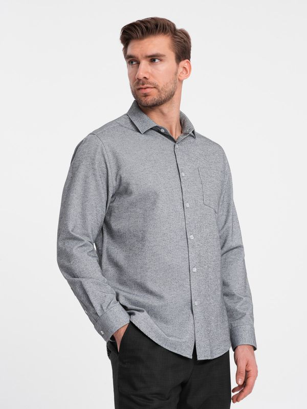 Ombre Ombre Men's shirt with pocket REGULAR FIT - grey melange