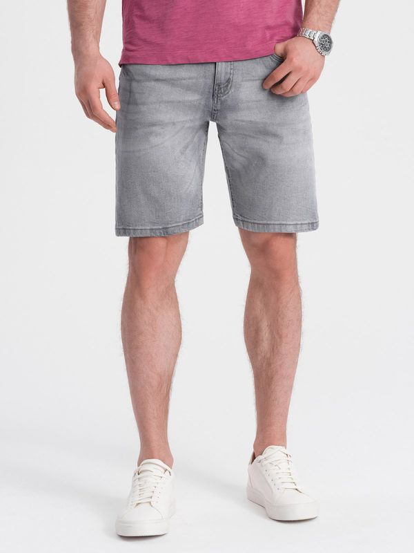Ombre Ombre Men's short denim shorts with subtle washes - gray