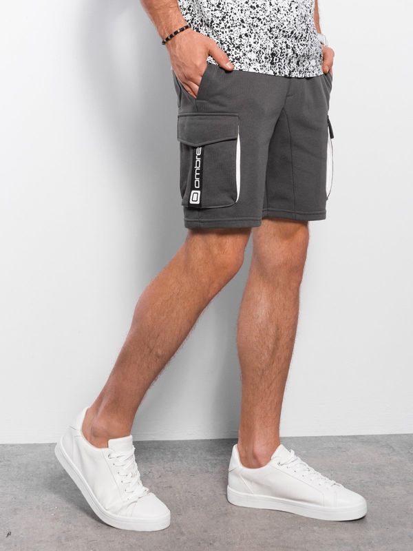 Ombre Ombre Men's shorts with cargo pockets - dark grey