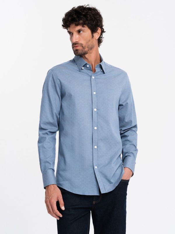 Ombre Ombre Men's SLIM FIT shirt in decorative fabric - blue