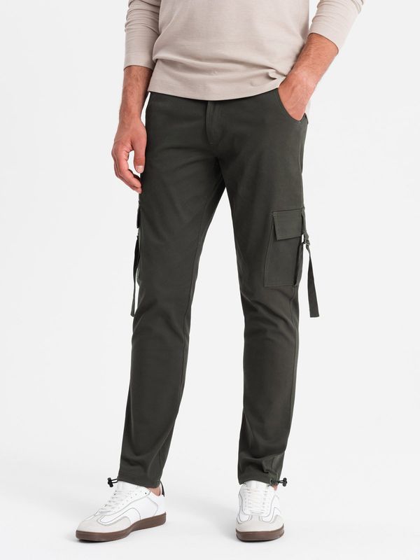 Ombre Ombre Men's STRAIGHT LEG cargo pants with striped pockets - graphite