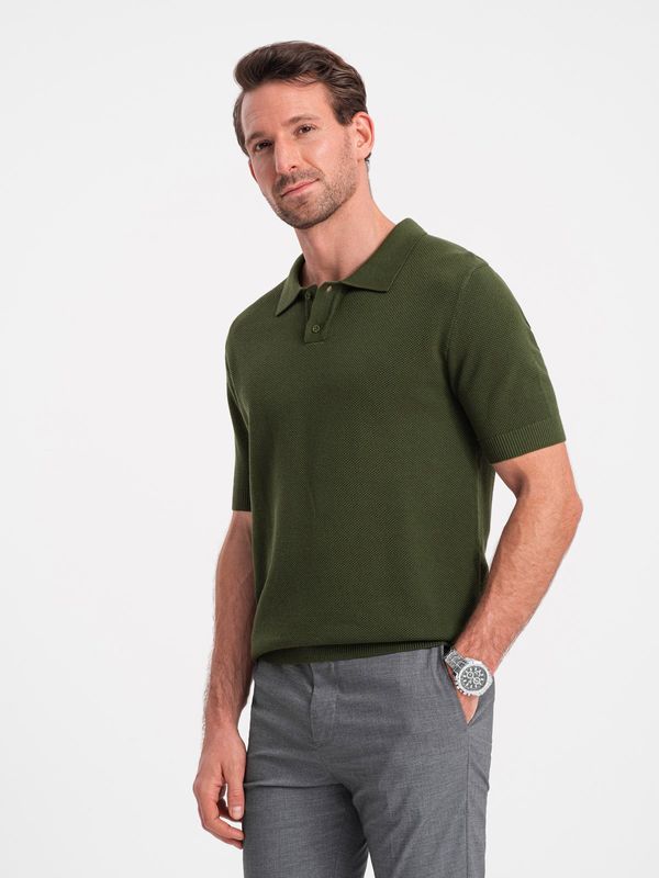 Ombre Ombre Men's structured knit polo shirt - olive