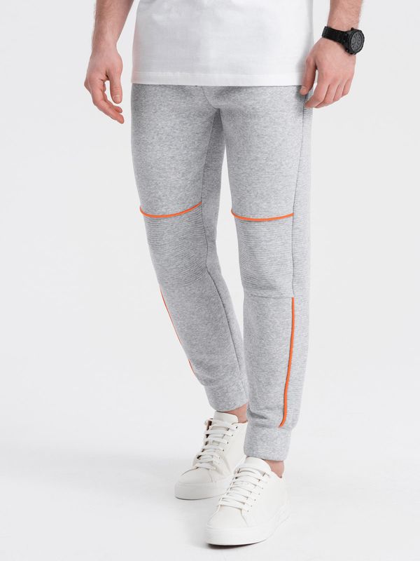 Ombre Ombre Men's sweatpants with contrast stitching - grey melange