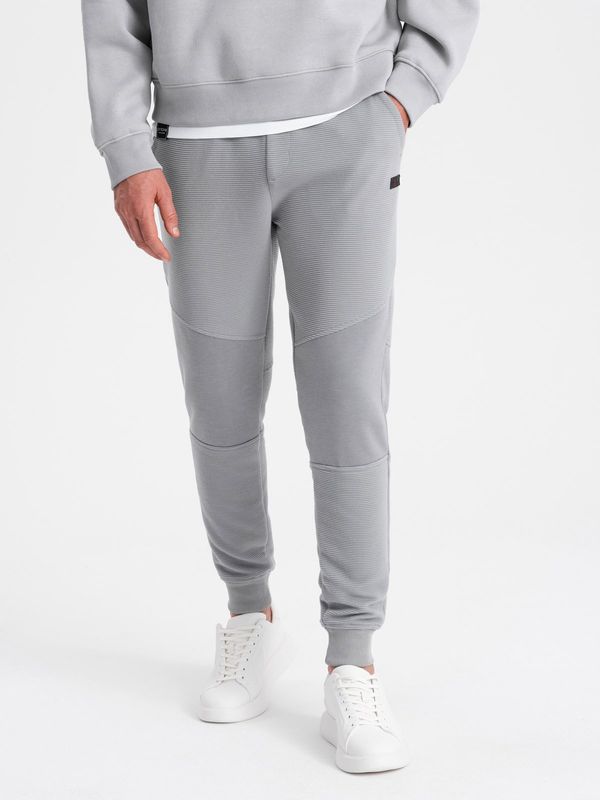 Ombre Ombre Men's sweatpants with ottoman fabric inserts - gray