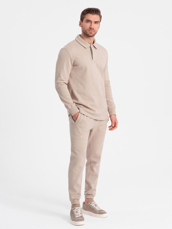Ombre Ombre Men's tracksuit set sweatshirt with polo collar + pants