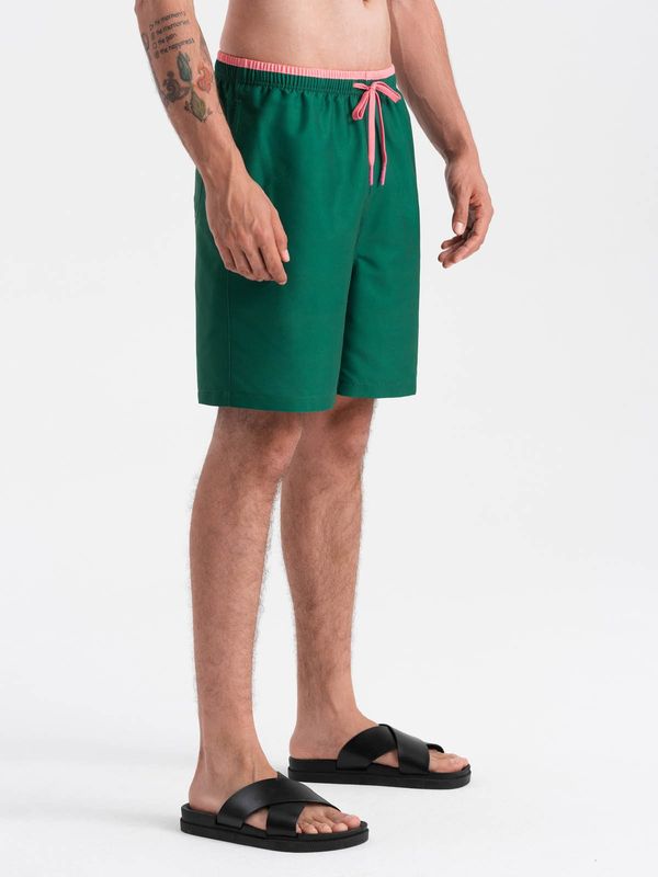 Ombre Ombre Men's two-tone ribbed swim shorts - dark green