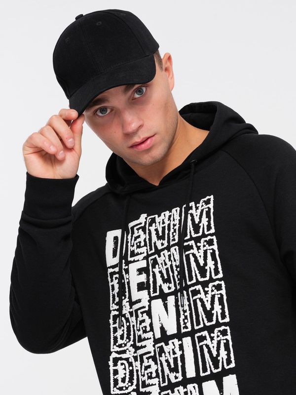Ombre Ombre Men's unlined kangaroo sweatshirt with hood and print - black