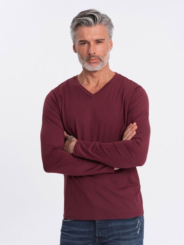 Ombre Ombre Men's unprinted longsleeve with a crew neckline - maroon