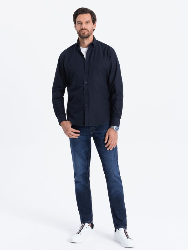 Ombre Ombre Oxford REGULAR men's fabric shirt - navy blue