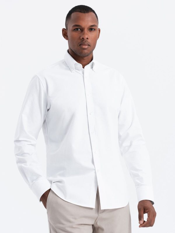 Ombre Ombre Oxford REGULAR men's fabric shirt - white