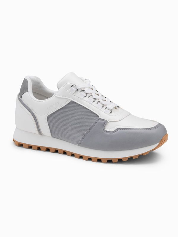 Ombre Ombre Patchwork men's shoes sneakers with combined materials - white and gray
