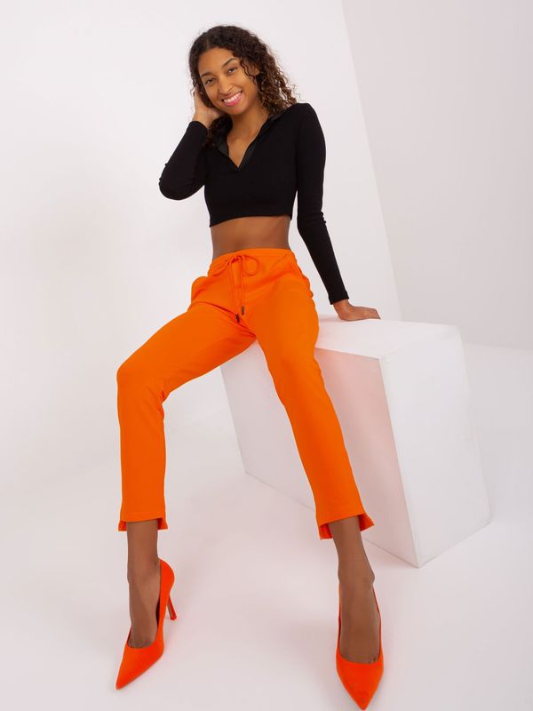 Fashionhunters Orange basic sweatpants made of cotton