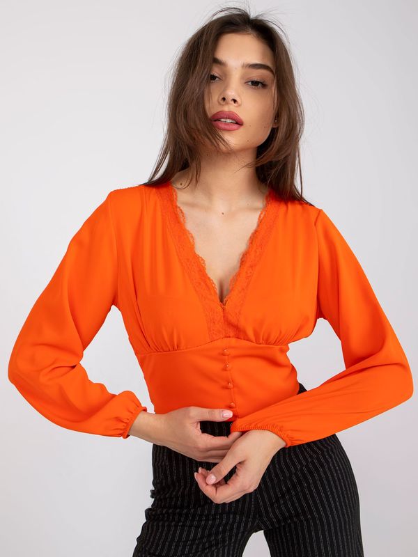 Fashionhunters Orange blouse with loose sleeves by Agathe
