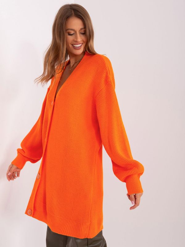 Fashionhunters Orange cardigan with a neckline