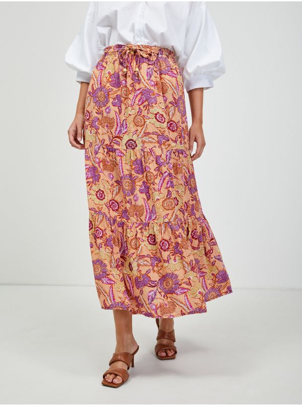 Orsay Orange floral maxi skirt with ORSAY tie - Women