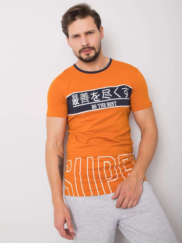 Fashionhunters Orange Men's Cotton T-Shirt