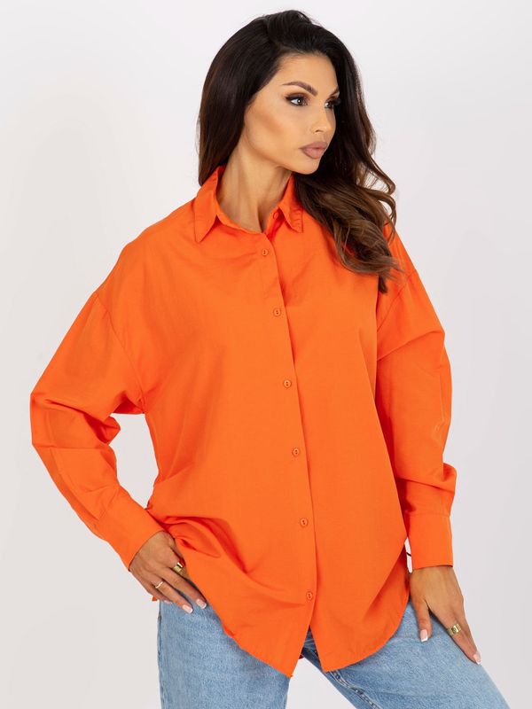 Fashionhunters Orange oversize button shirt with cuffs