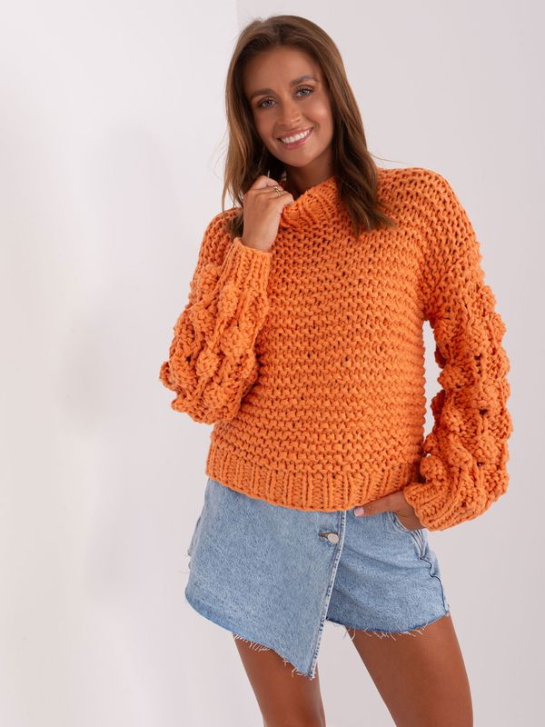 Fashionhunters Orange oversize sweater with thick knitwear