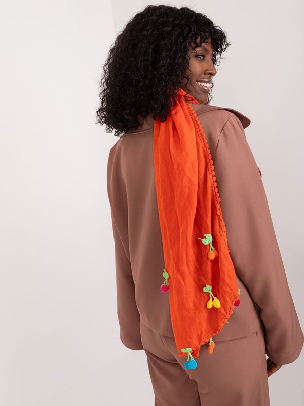 Fashionhunters Orange scarf with appliqués