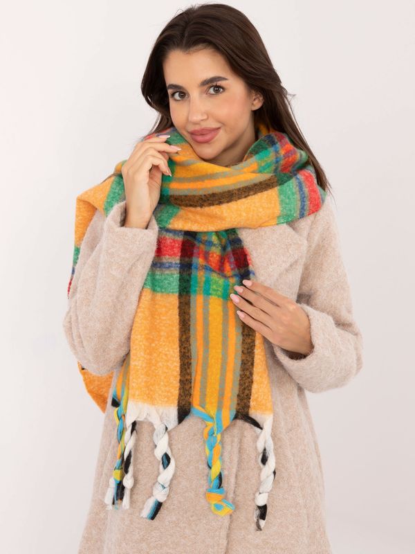 Fashionhunters Orange warm checkered scarf