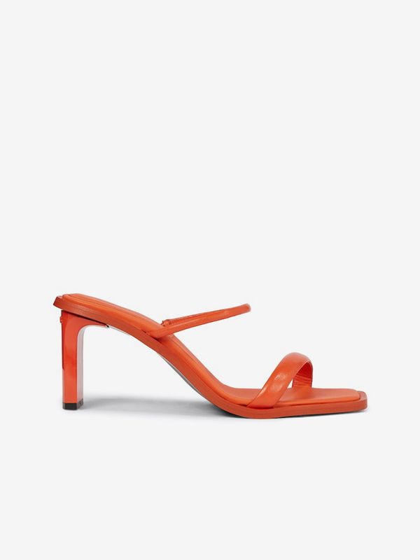 Calvin Klein Orange Women's Leather Heeled Sandals Calvin Klein Heel Mule