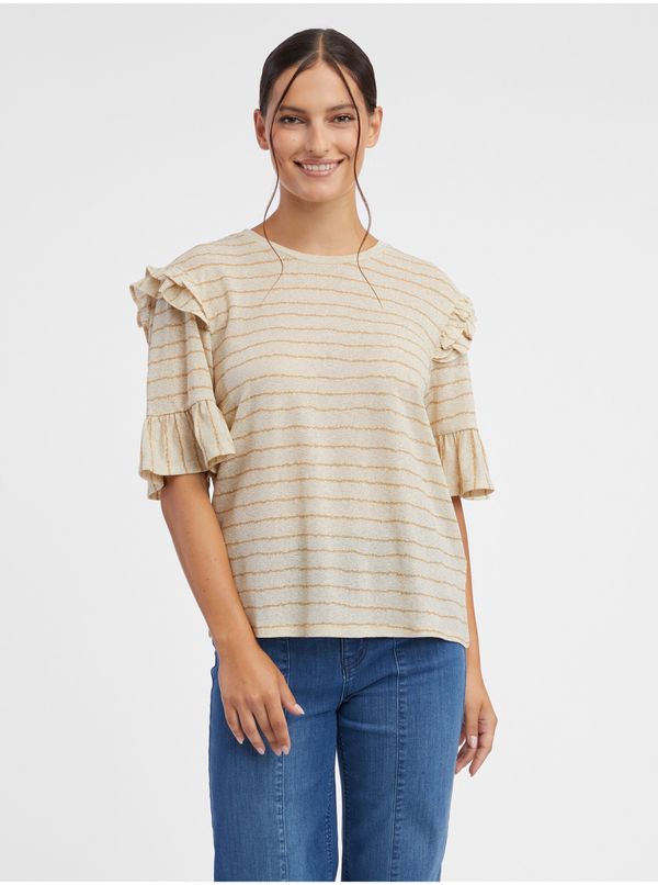 Orsay Orsay Beige Women's Striped T-Shirt - Women