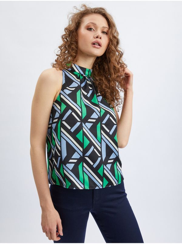Orsay Orsay Black and Green Ladies Patterned Blouse - Women