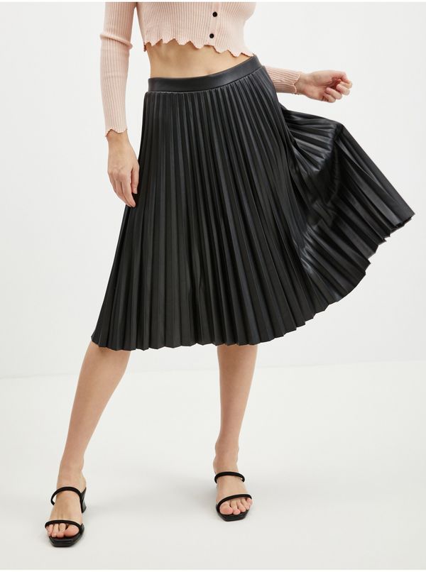 Orsay Orsay Black Leatherette Pleated Skirt - Women