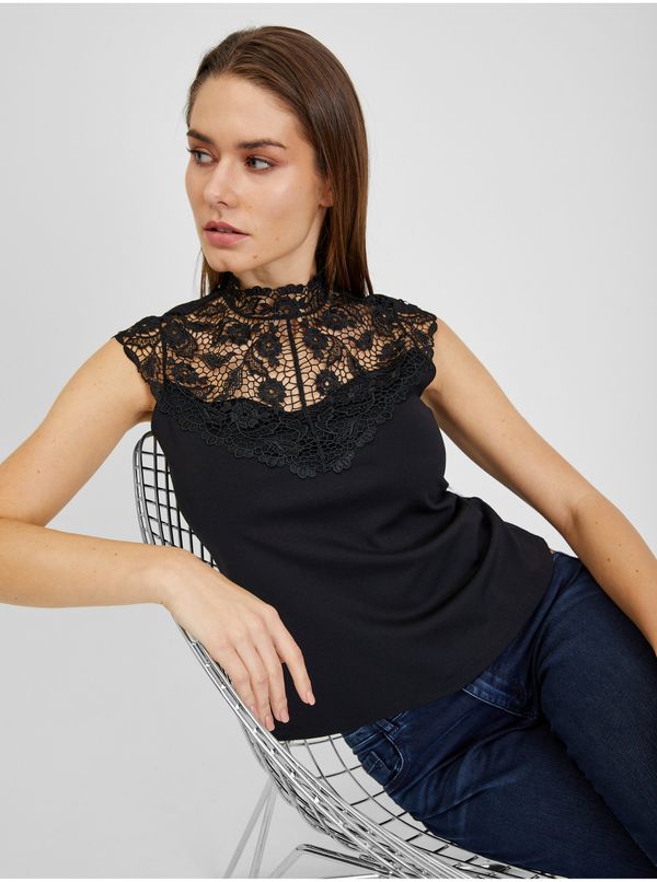 Orsay Orsay Black Women's T-shirt with Lace Detail - Women