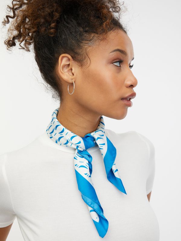 Orsay Orsay Blue and White Women's Patterned Satin Scarf - Women's
